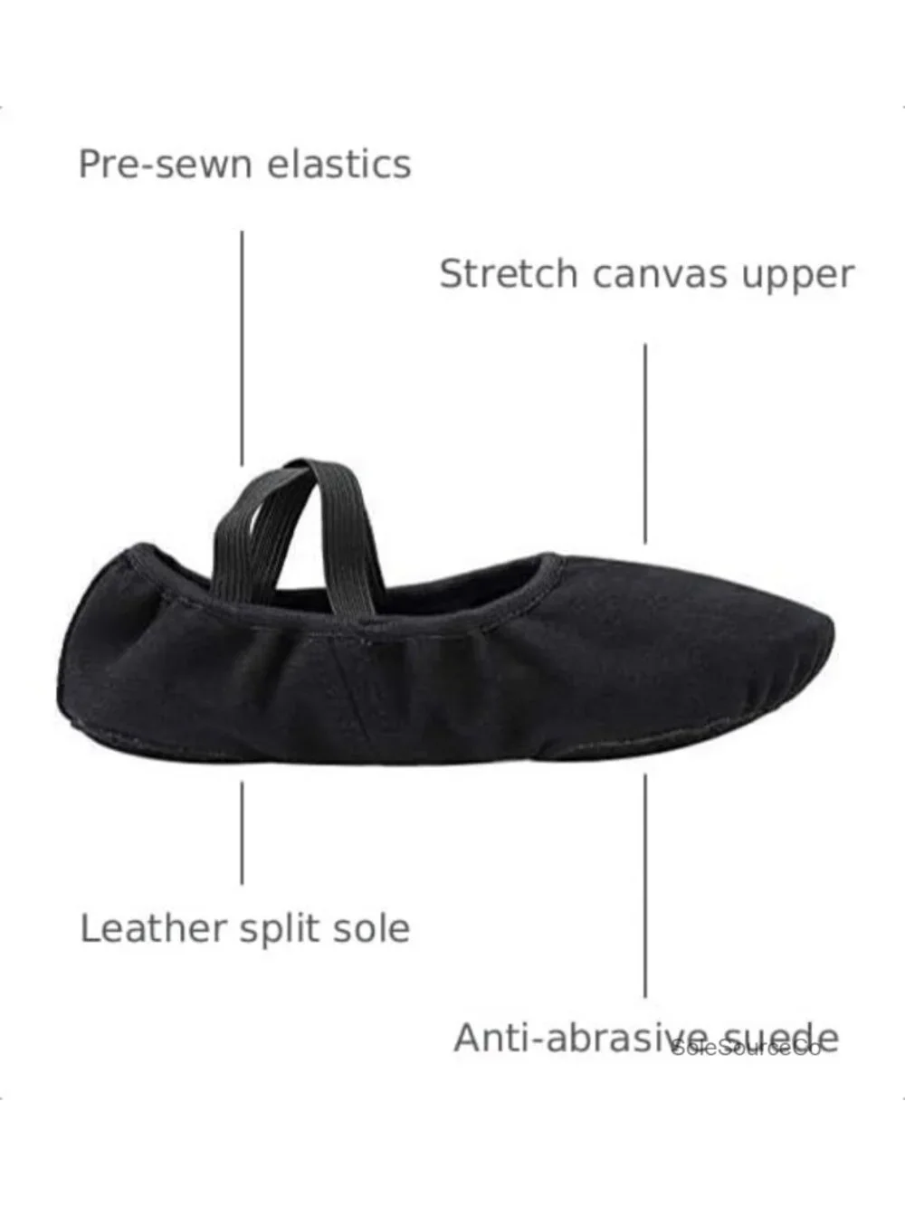 Stretch Canvas Split Sole Ballet Shoes for Women, Leather Sole